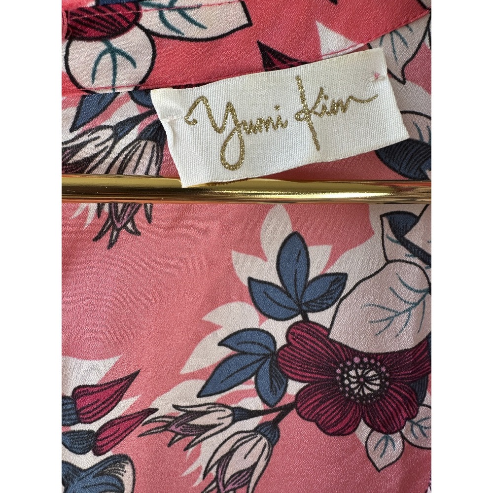 Yumi Kim Liz Floral 3/4 Sleeve Romper Blossom Pink Tie Waist Jumper XS Small - Picture 10 of 15